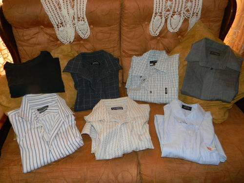 A bulk of 6 men shirts  and 1 T-Shirt in size Large. In good condition. Postage R125.00