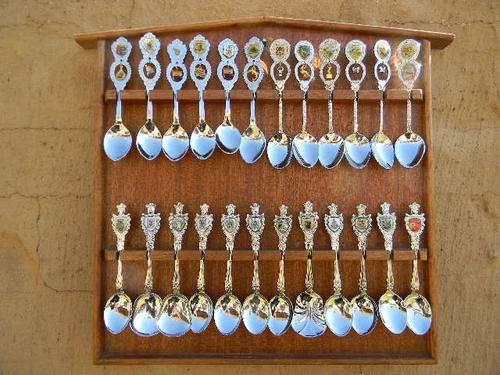 What a Lovely set of souvenir spoons of SA TOWNS and places. In excellent condition. With rack.