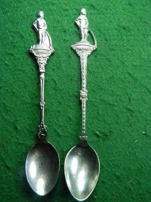 What a Lovely souvenir spoon of an boy  In excellent condition.Silver plated 2 off different