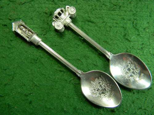 2 London silver plated spoons in good condition