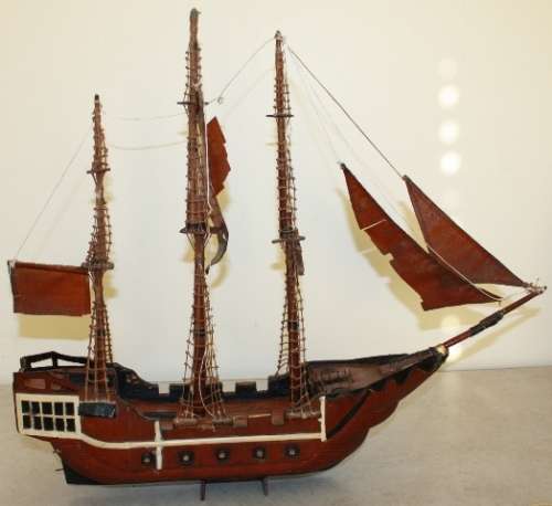 Vintage 'Constitution' Wood Model Sailing Ship.