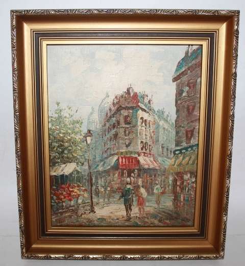 Oil on Board-'Paris Scene'..Beautiful Frame