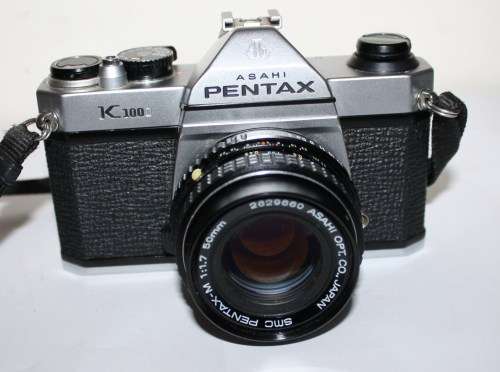 Pentax K 1000 35mm S.L.R. Camera -Pentax -M 1.7 50mm Lens-with Case and Lens Hood-