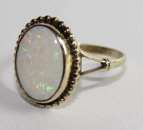 Opal Antique 9ct Gold Ring-Stunning Opal-10.4x13.6mm