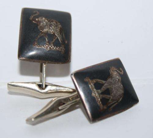 Siam Sterling Cufflinks-Rare and Special set with Elephants.