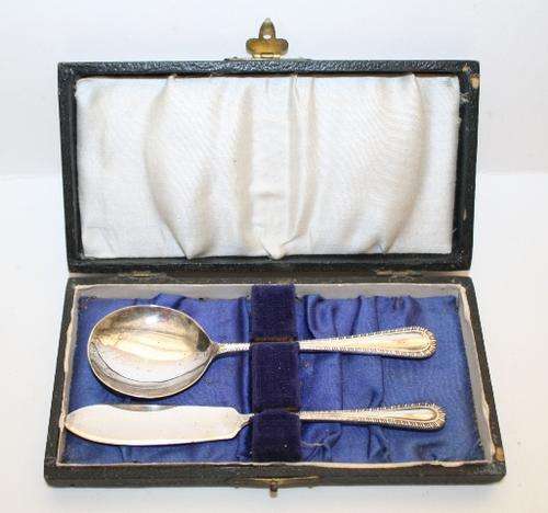 EP Butter Knife and Sugar Spoon..Boxed