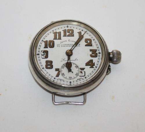 John Elkan Colonial "Tropical" Trench Watch-Rare Screw Bezel-1925's