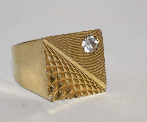 Gold Plated Mens Ring-Size-P 1/2-Top-15.5x16.1mm...Looks like Solid Gold Ring.
