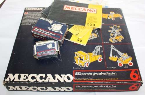 Meccano No 6 *Complete* plus No 1 *Clockwork Motor*plus *Magic Clockwork Motor*.