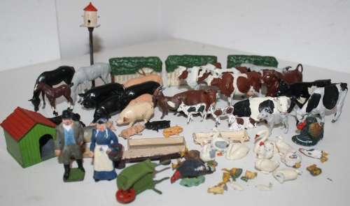 Britains-Farm Animals/Farmer,Wife/Hedges  etc..Sixty plus Pieces..As per photos