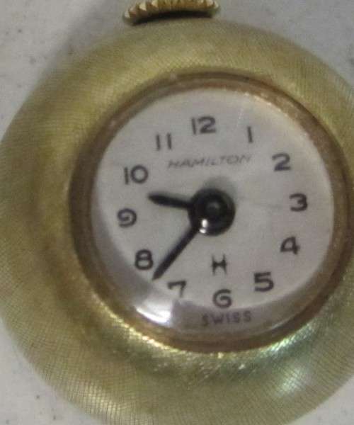 **Hamilton**Plaque org-10 Microns-Seventeen Jewels-231-Small "Dome"Type Watch-app 18mm across.