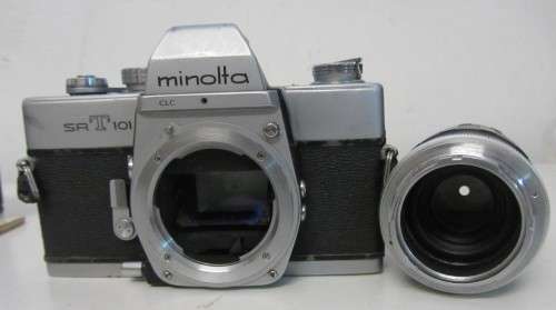 **Minolta SRT-101**S.L.R. 35mm Film Camera-Cunor Tele-Lens1:3.5 f=135mm Lens