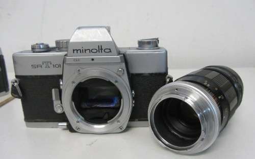 **Minolta SRT-101**S.L.R. 35mm Film Camera-Cunor Tele-Lens1:3.5 f=135mm Lens