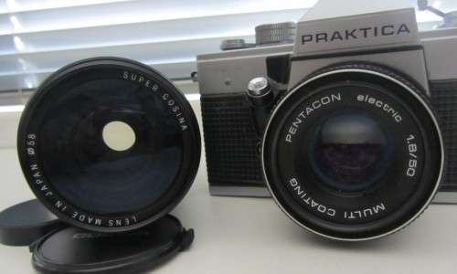 **Praktica  MTL-3**Pentagon Electric 1.8/50  Multi Coated Screw On Lens**Plus Cosina  Macro Lens.