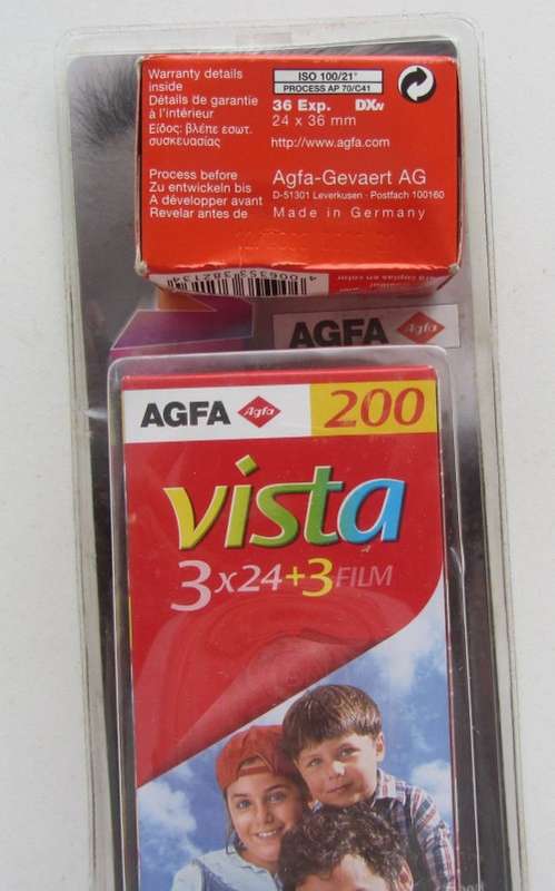 **Agfa Vista 200**Boxed-Three Fims-Out Dated Plus Agfa 100 Vista.