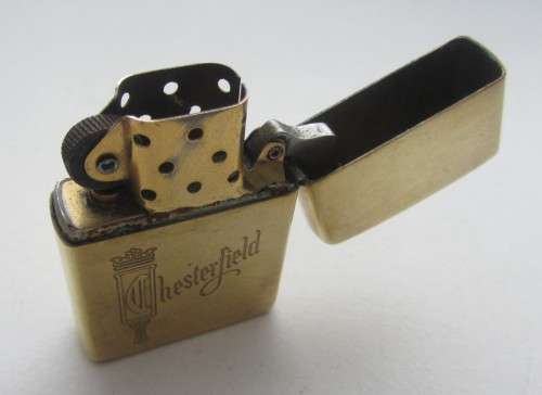 **Zippo Brass Lighter**Chesterfield-Bradford.PA. Made in USA-Engraved..See Photos