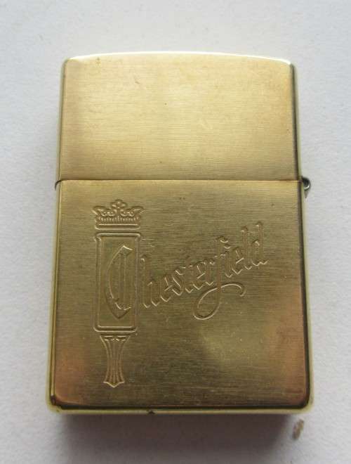 **Zippo Brass Lighter**Chesterfield-Bradford.PA. Made in USA-Engraved..See Photos