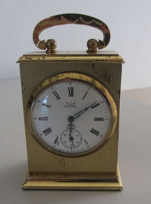 **Astral Miniature Mantle Clock**Made in Great Britain-7.5 cm High-Over Wound-Not Working