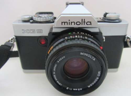 Minolta XG-9 35mm S.L.R.Camera-Minolta Md Rokkor 45mm 1:2 Lens..Plus 35mm 1:2.8 Lens(Both Clean)