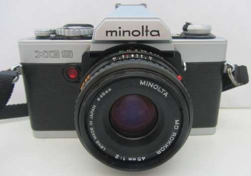 Minolta XG-9 35mm S.L.R.Camera-Minolta Md Rokkor 45mm 1:2 Lens..Plus 35mm 1:2.8 Lens(Both Clean)