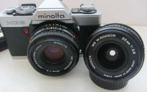 Minolta XG-9 35mm S.L.R.Camera-Minolta Md Rokkor 45mm 1:2 Lens..Plus 35mm 1:2.8 Lens(Both Clean)