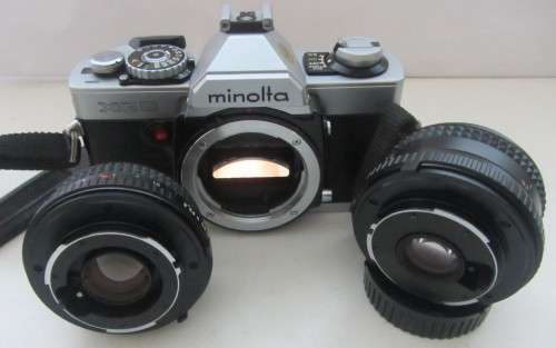 Minolta XG-9 35mm S.L.R.Camera-Minolta Md Rokkor 45mm 1:2 Lens..Plus 35mm 1:2.8 Lens(Both Clean)