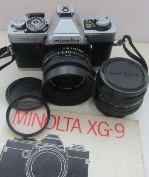 Minolta XG-9 35mm S.L.R.Camera-Minolta Md Rokkor 45mm 1:2 Lens..Plus 35mm 1:2.8 Lens(Both Clean)