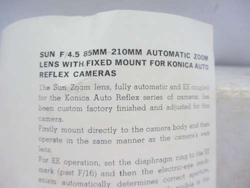 Sun f 4.5 55mm-210mm Auto Zoom Lens-Konika Mount-