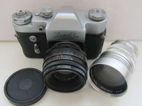 Zenit 3 M 35mm Camera-USSR-Helio S-44 Lens-Clean Incl Enna-Munchen Tele-Ennalyt f3.5 13.5cm Lens-