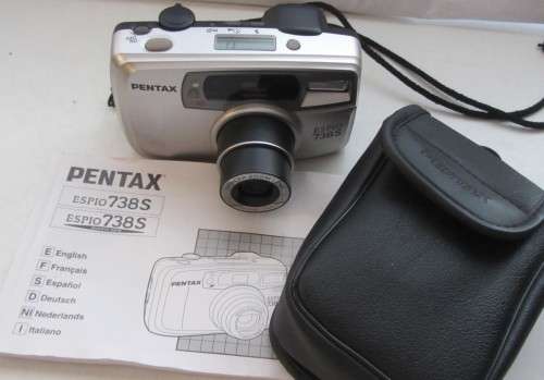 Pentax Espio 738 S-Working-Flash Working-Very Good Condition-Incl Instructions/Pentax Bag.