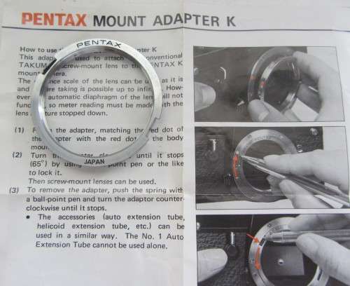 Pentax Mount Adapter K-Original in Original Package