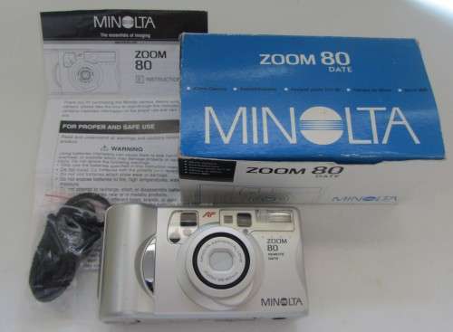 Minolta Zoom 80 Date 35mm Camera-Original Box-Excellent Condition