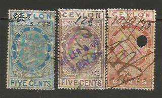 Ceylon Queen Victoria revenue stamps.