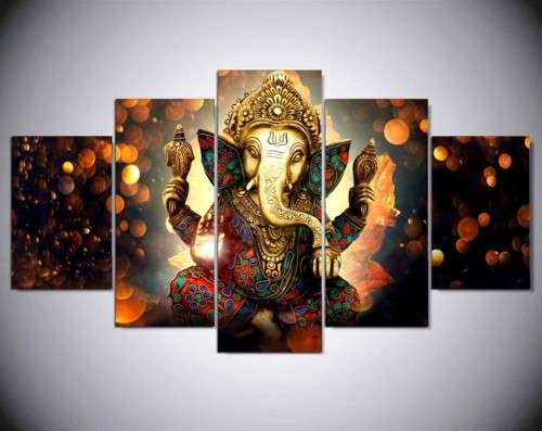 *On Special* Illuminated Ganesh 5 Piece Wall Art (unframed)
