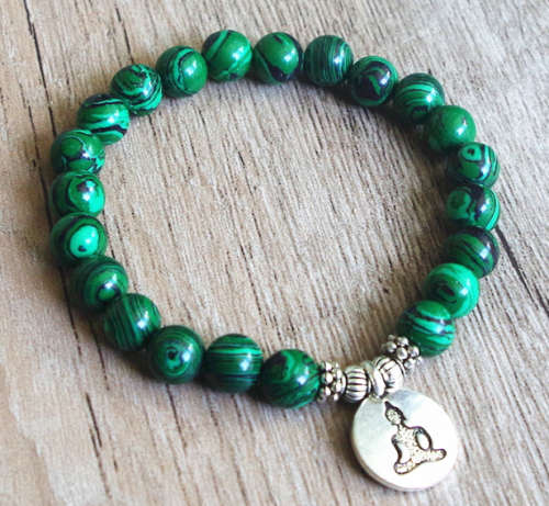 AA+ Malachite 8mm Buddha Stretch Bracelet