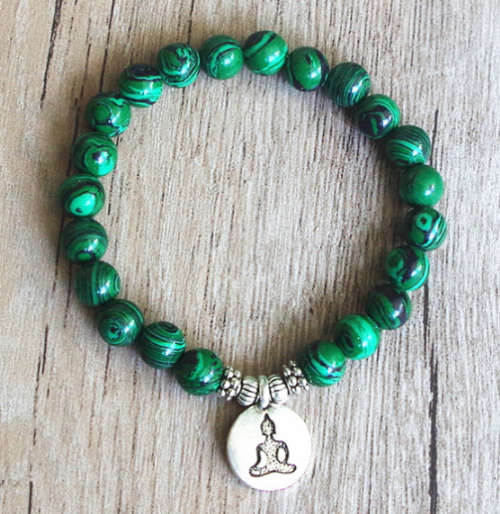 AA+ Malachite 8mm Buddha Stretch Bracelet