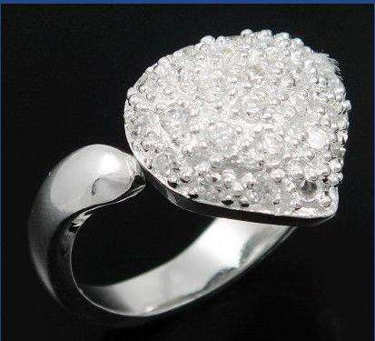 Sterling Silver Encrusted Heart Ring