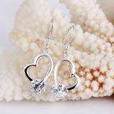 925 Stamped Sterling Silver Diamante Heart Earrings