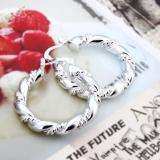 Sterling Silver Matte & Shiny Hoop Earrings