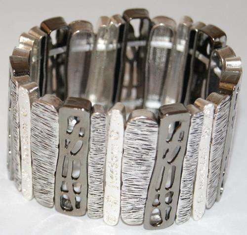 **CRAZY SALE**Ethnic textured burnished silver stretch bracelet