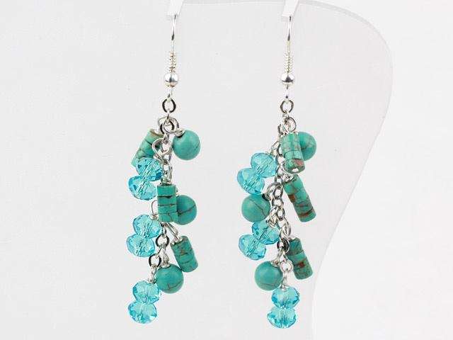 Turquoise and green crystal earrings