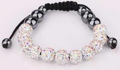 Shamballa bracelet with clear reflective CZ
