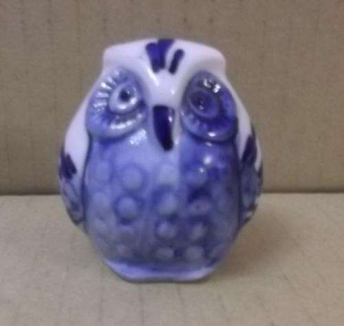 Blue and White Ceramic Owls