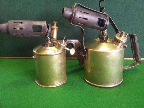 Two vintage brass blow torches - one bid for both