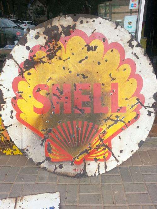 Original Vintage double sided round Shell porcelain enamel sign - Brands4me