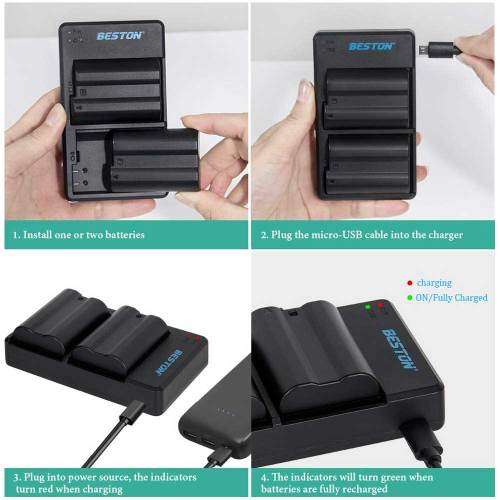 Beston Dual Charger with EN-EL15 Batteries- (NIKON)