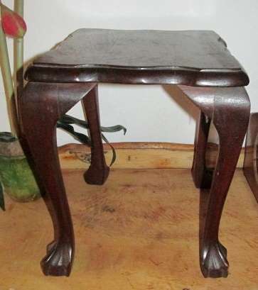 Imbuia? Square Side table with Queen Anne legs & ball and claw feet