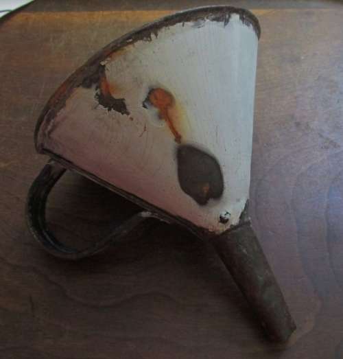 Vintage White & Blue Enamel Funnel