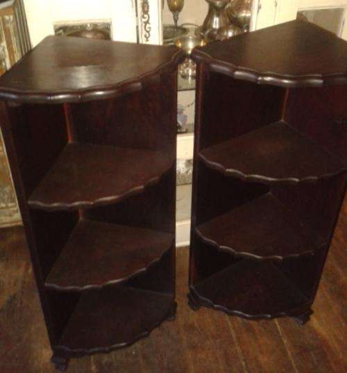 PAIR OF IMBUIA BALL & CLAW CORNER SHELVES - R550 FOR BOTH