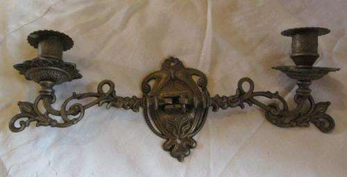 Art Nouveau Brass Double Piano Sconce/Candle Holder - Please see description